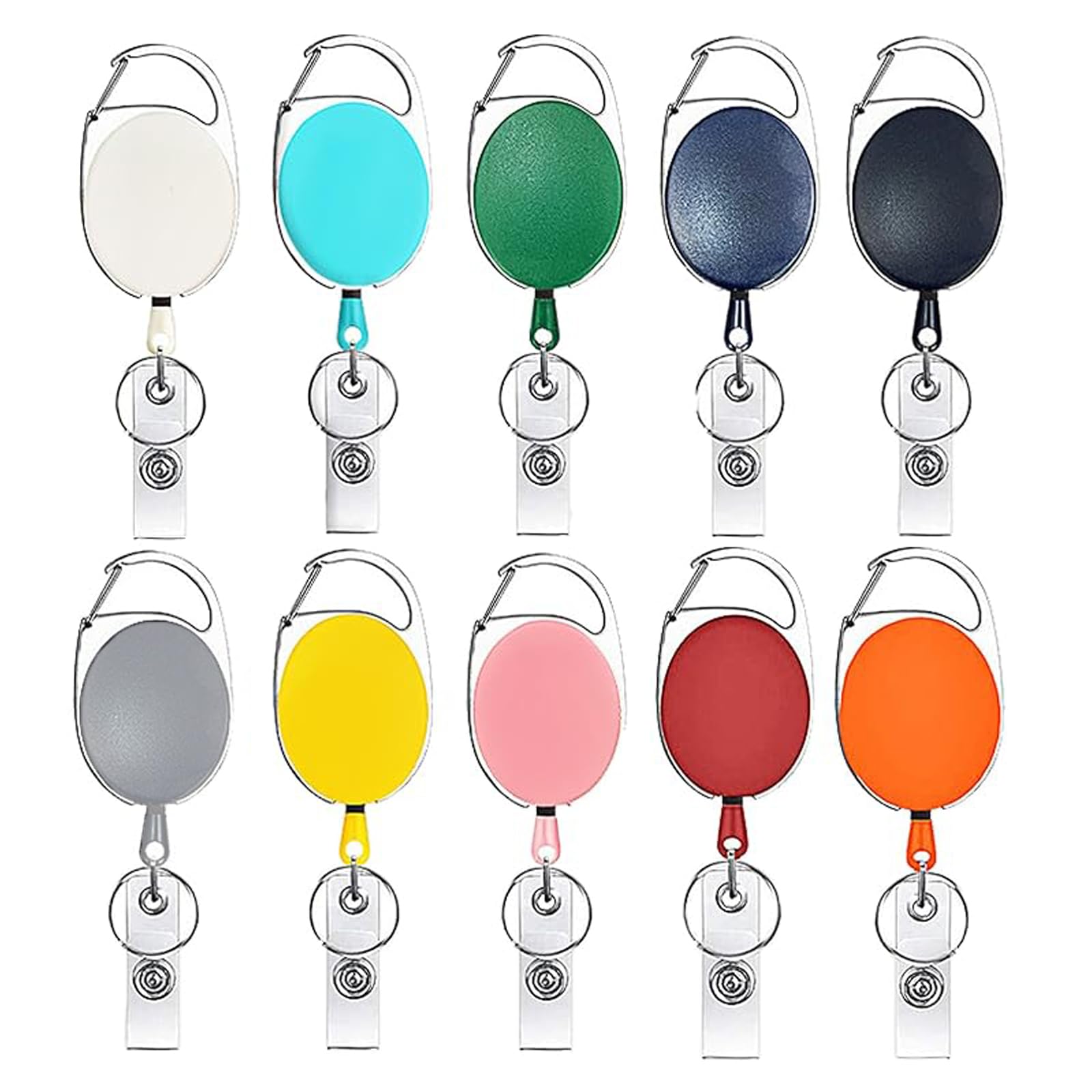 GJNMYSD 10 Packs Retractable Badge Reels, Reel Clips Retractable Badge Holder with Key Belt Reel for Key Ring ID Card Badge Holder and Belt Clip Attachment,10 Colors with Box
