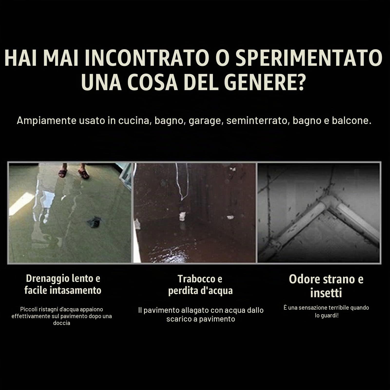 Buachois Piletta Doccia a Pavimento,Quadrato in Acciaio Inox Scarico per Doccia Ombrinale Scarico Quadrato Griglia Porta Drenante Parte per Bagno WC