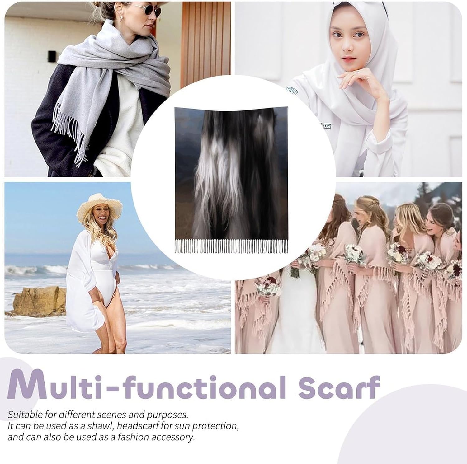 Animal Schnauzer Dog Winter Scarf for Women Soft Tassel Scarves Oversized Wraps Long Shawl Cold Weather Thick Blanket Scarfs