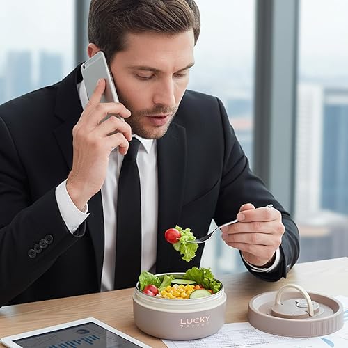 Miniatura 7 de Juego de 3 recipientes de almuerzo aislados portátiles para adultos, caja Bento apilable de acero inoxidable para comida caliente con bolsa de