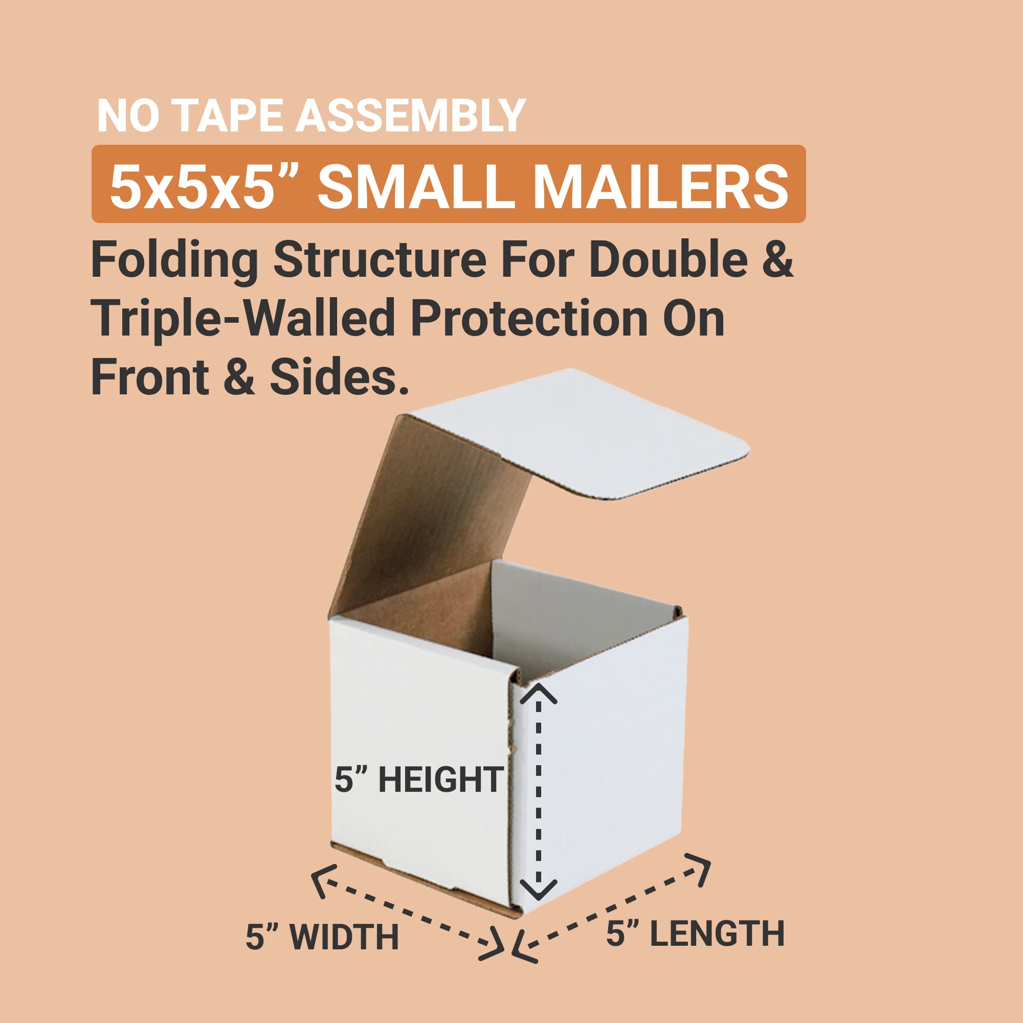 AVIDITI Shipping Boxes Small 5"L x 5"W x 5"H, 50-Pack | Corrugated Cardboard Box for Packing, Moving and Storage