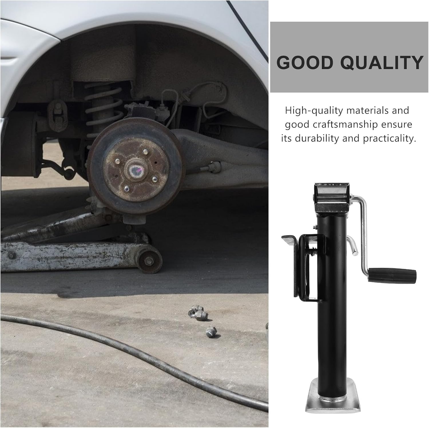 Alasum Manual Stabilizer Jack 900kg Load Car Lifting Jack with Support Bracket for Rv Trailer Camper Side Crank Black