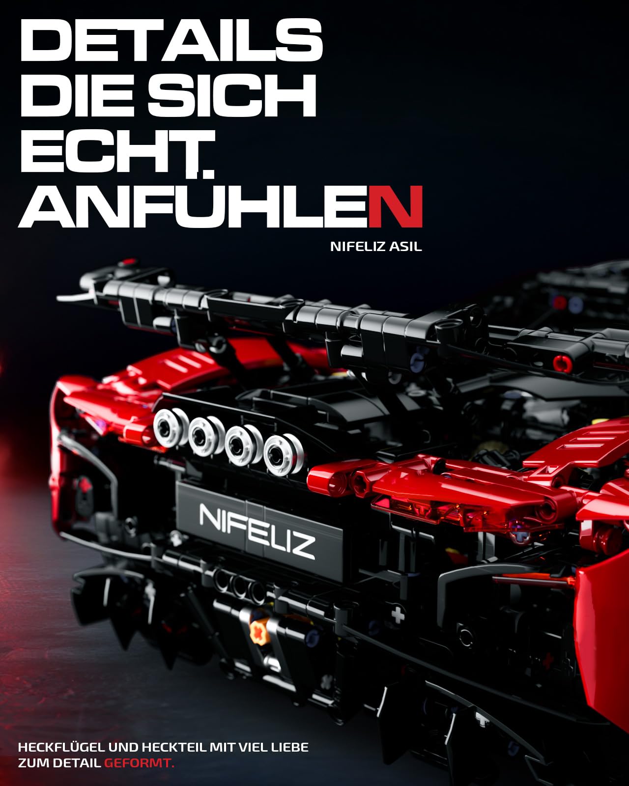 Nifeliz ASIL Auto-Modellbausatz für Erwachsene, Maßstab 1:8 Sammlerauto Technique Sportwagen Klemmbausteine Auto, Sammlerstücke für Zuhause oder das Büro (4,099 Teile, NF10293) | 1:8 Maßstab Advanced Collectible Car Model Set für Erwachsene, Display Gesch