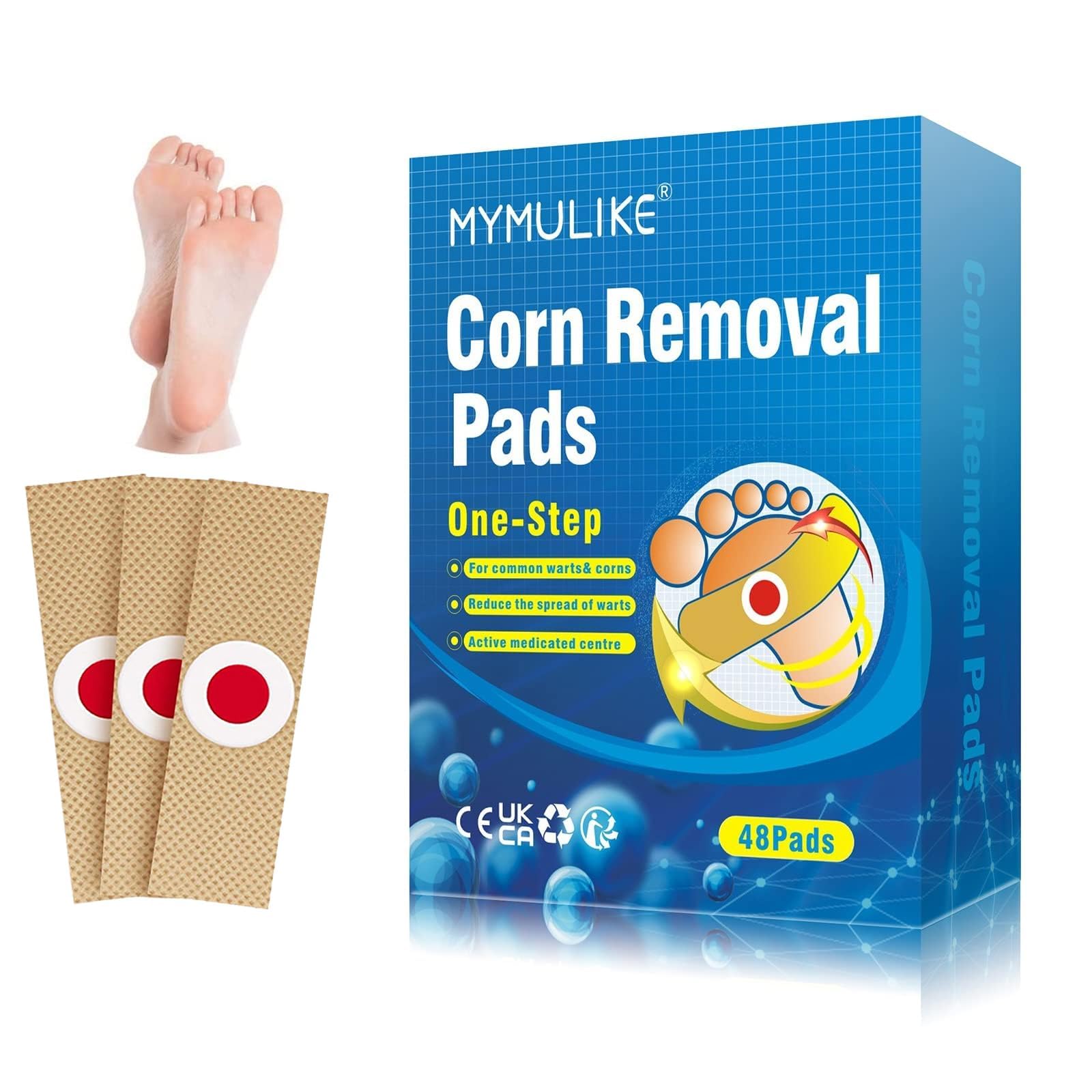 Corn Pads, 48pcs MYMULIKE Corn Removal for feet, Corn Plasters, Corn Removal Pads, Corn Cushions, Corn Plaster for Foot and Corns Removal Relief Corn Pain