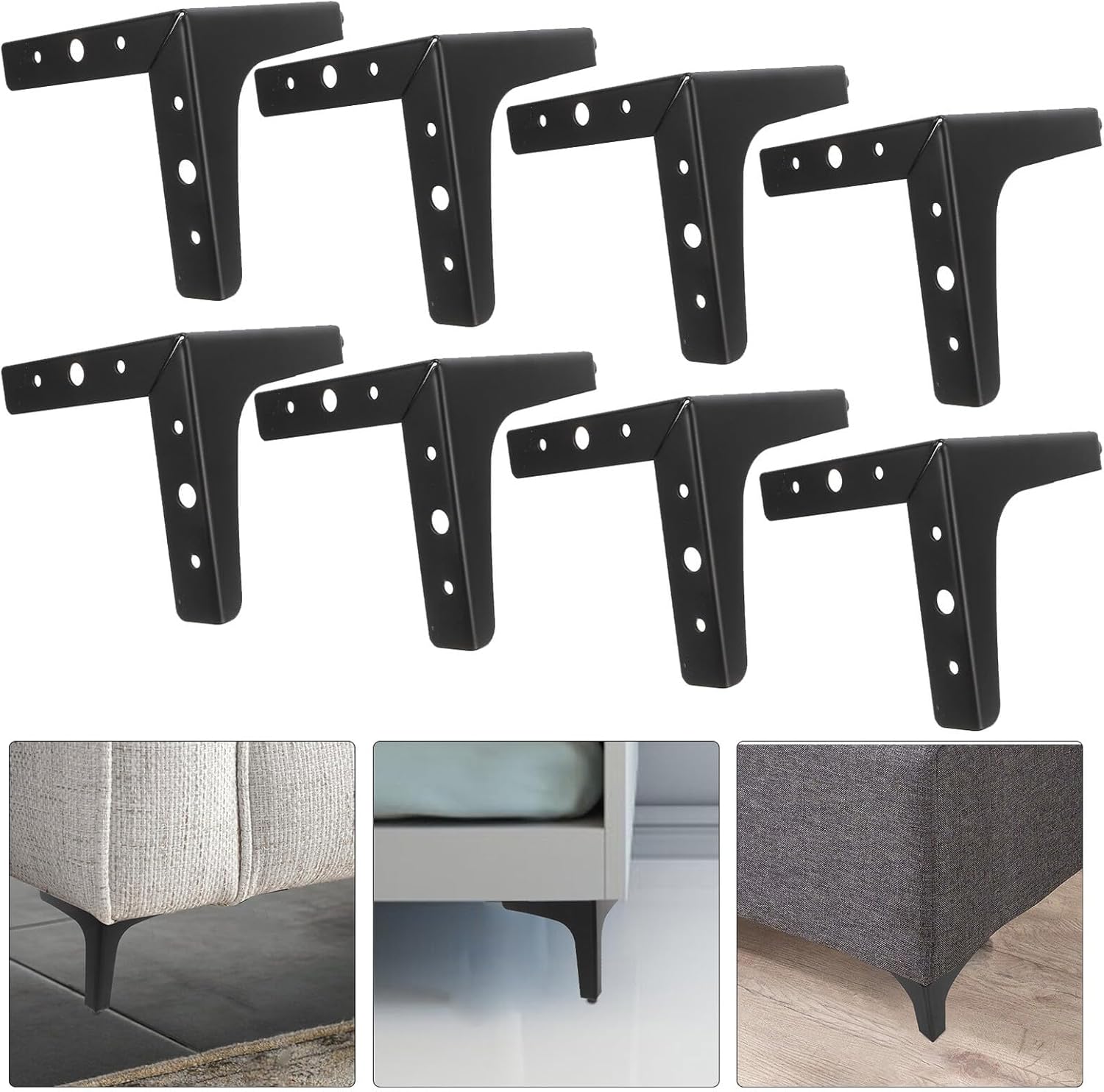 VILLCASE 8pcs Metal Furniture Legs for Sofa Coffee Table Tv Cabinet, 13cm Matte Black Metal Chair Replacement Feet, Heavy-Duty Support for Home DIY Furniture
