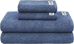 Decolab Jogo de Toalhas Air Light 100% Algodão (Azul-claro e Azul-marinho, 4 Peças)