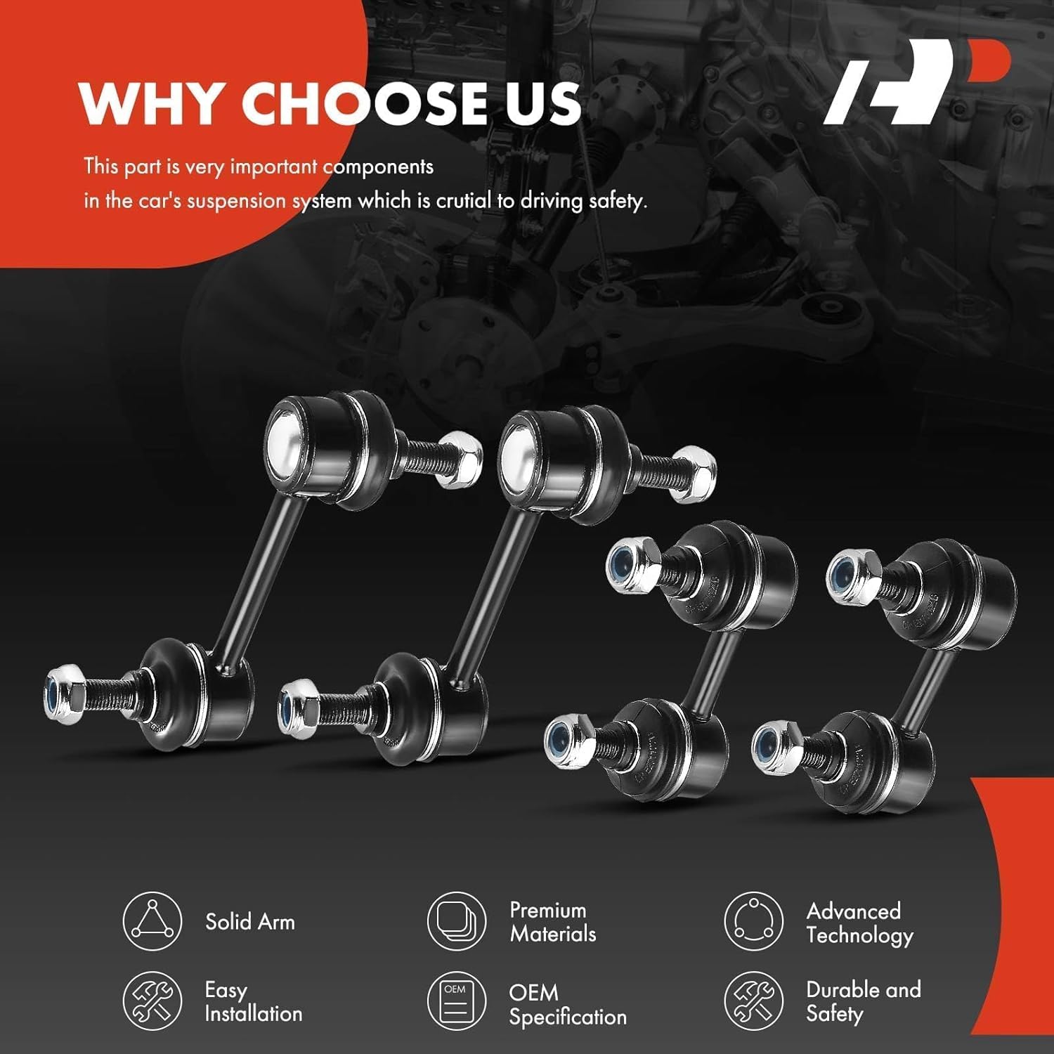 A-Premium Set of 4, Front & Rear Sway Bar Links Kit Stabilizer Bar Links Compatible with Toyota Corolla 1993-2002, Celica 1994-1999, Chevrolet Prizm 1998-2002