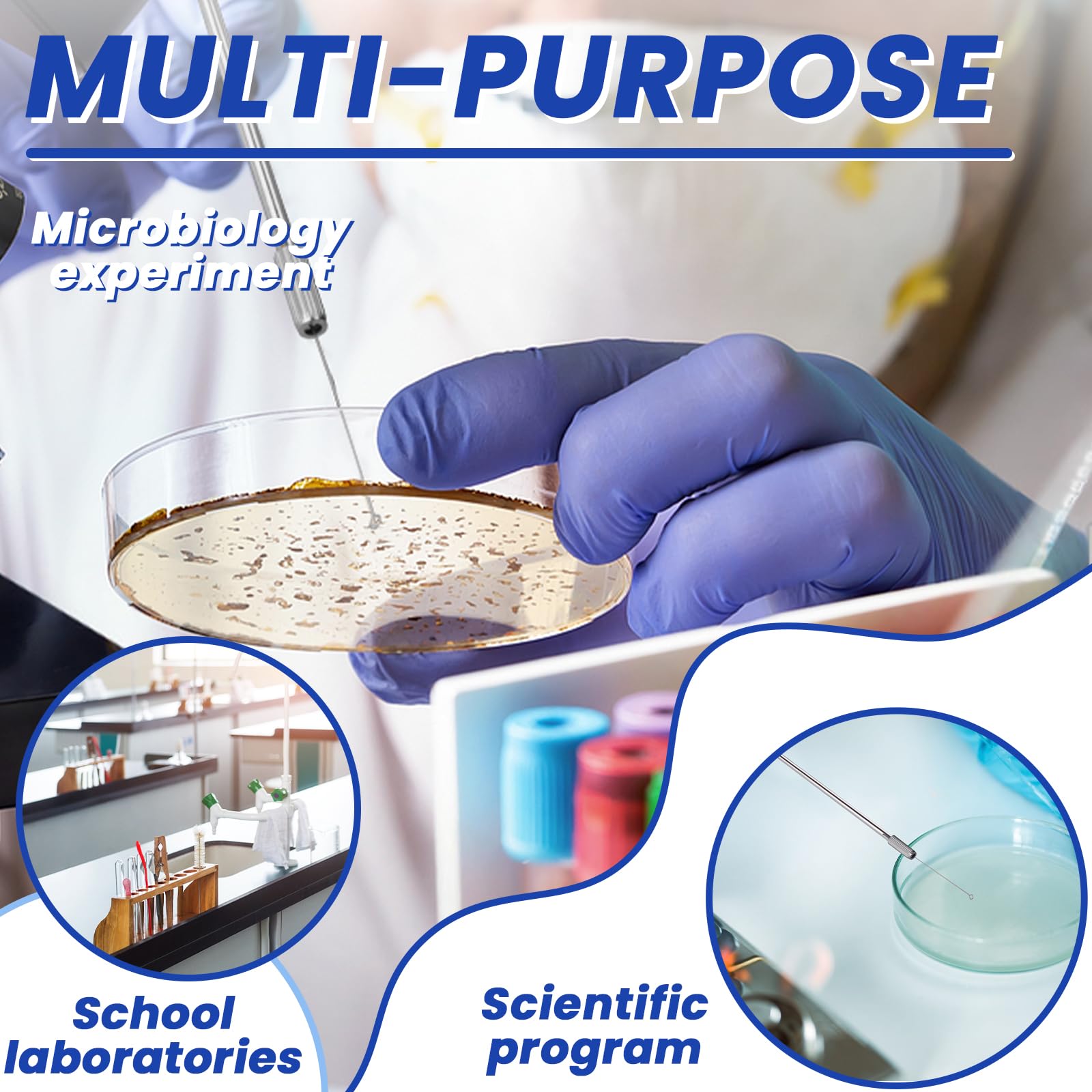 Yitexin 100 unidades de asas de inoculación de nicromo reutilizables con 2 asas de cobre, asas de inoculación de 5 diámetros, anillos de inoculación con puntas de aguja, Microbiológica (100, 5 TAMAÑO)