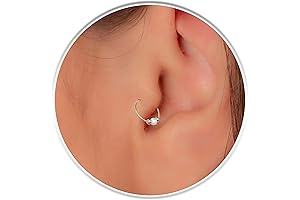 14k Gold Filled Tragus Hoop w/ White Opal