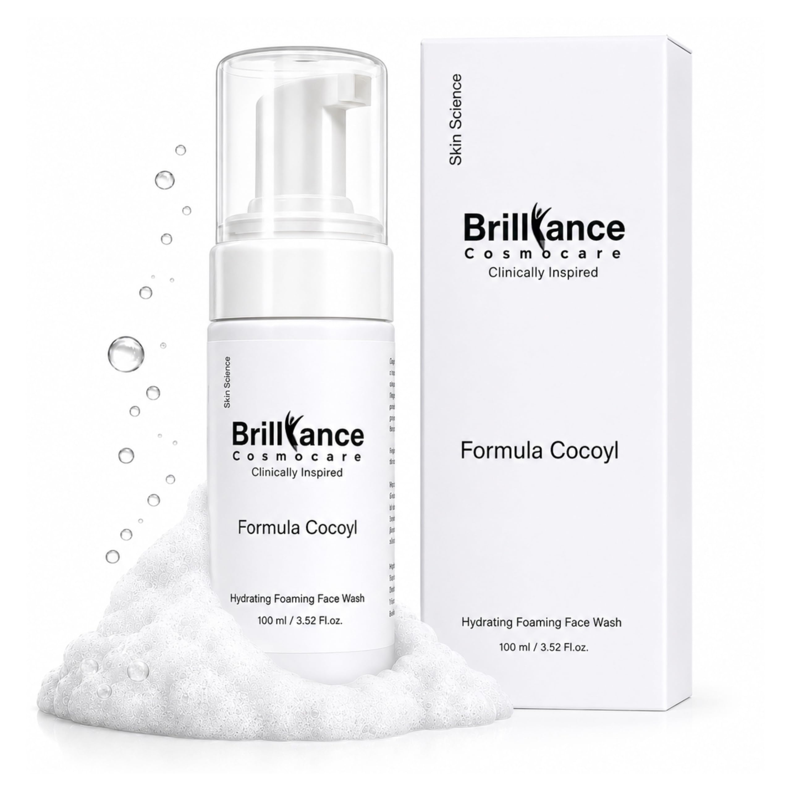 Brilliance Foaming Face Wash 100ml with 1% Salicylic Acid, Ceramide & Vit C