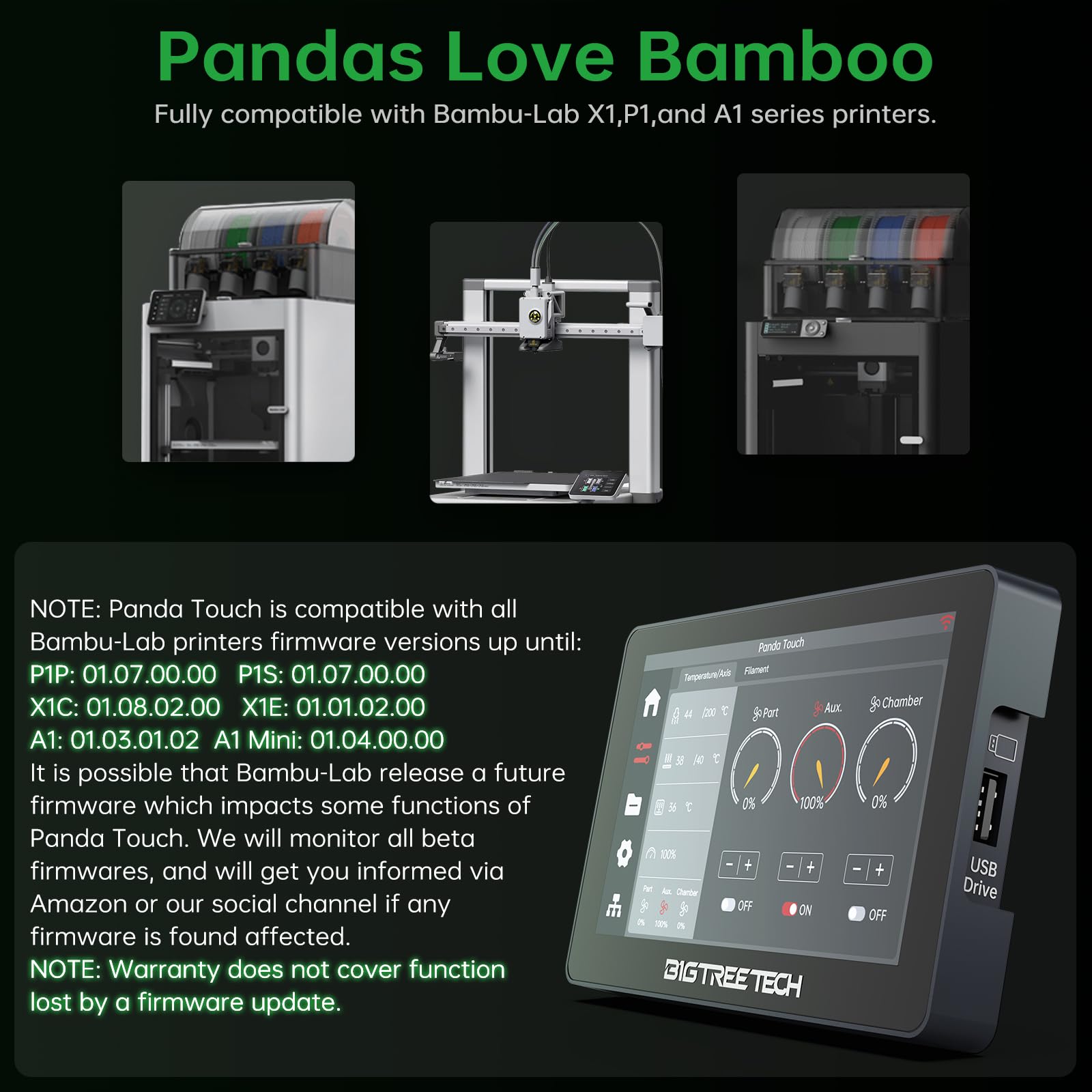 Amazon.com: BIGTREETECH Panda Touch for Bambu-Lab P1S, P1P, X1C