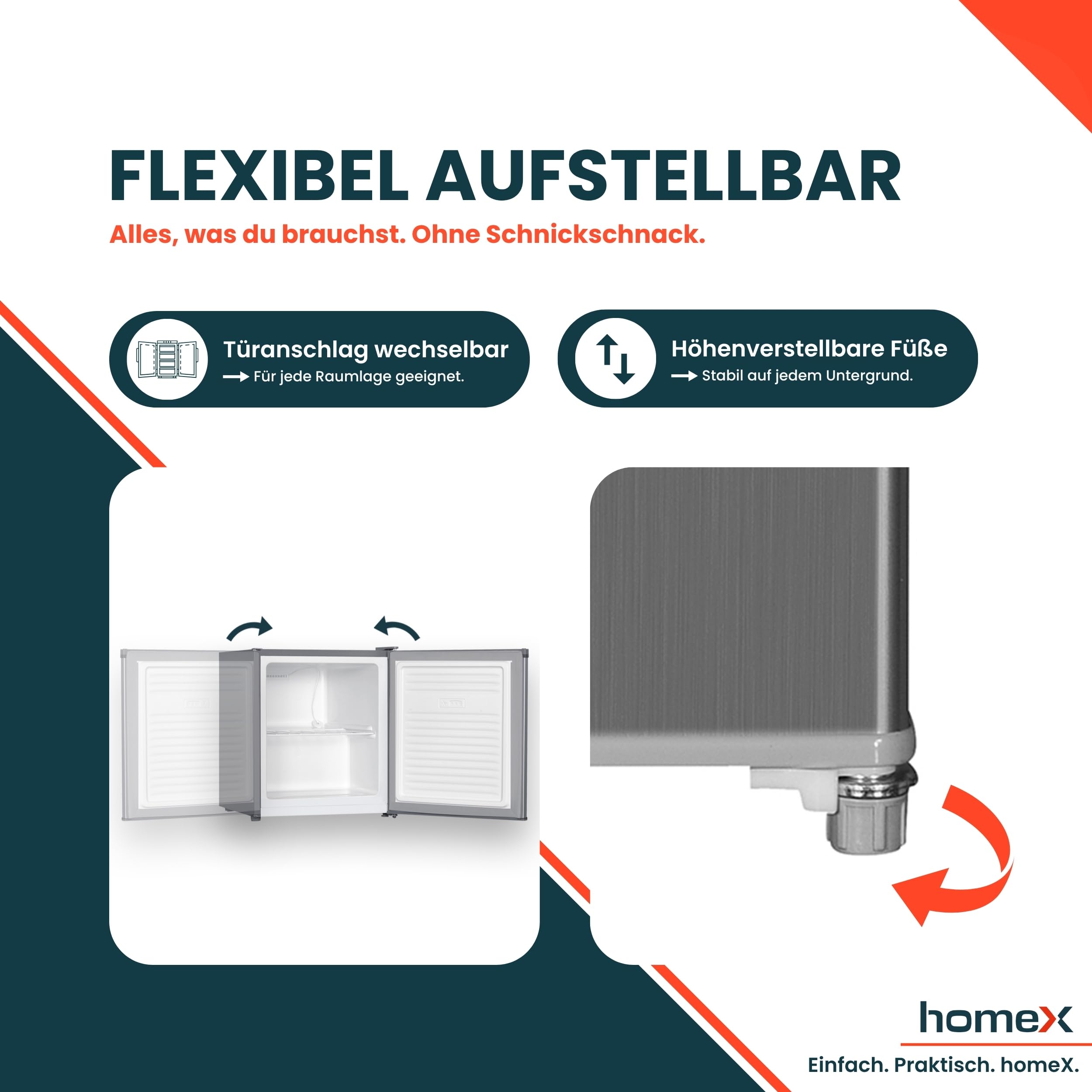 homeX Mini Gefrierschrank 33L 4-Sterne Gefrierbox freistehend mit Temperaturregelung silber FM1015-S