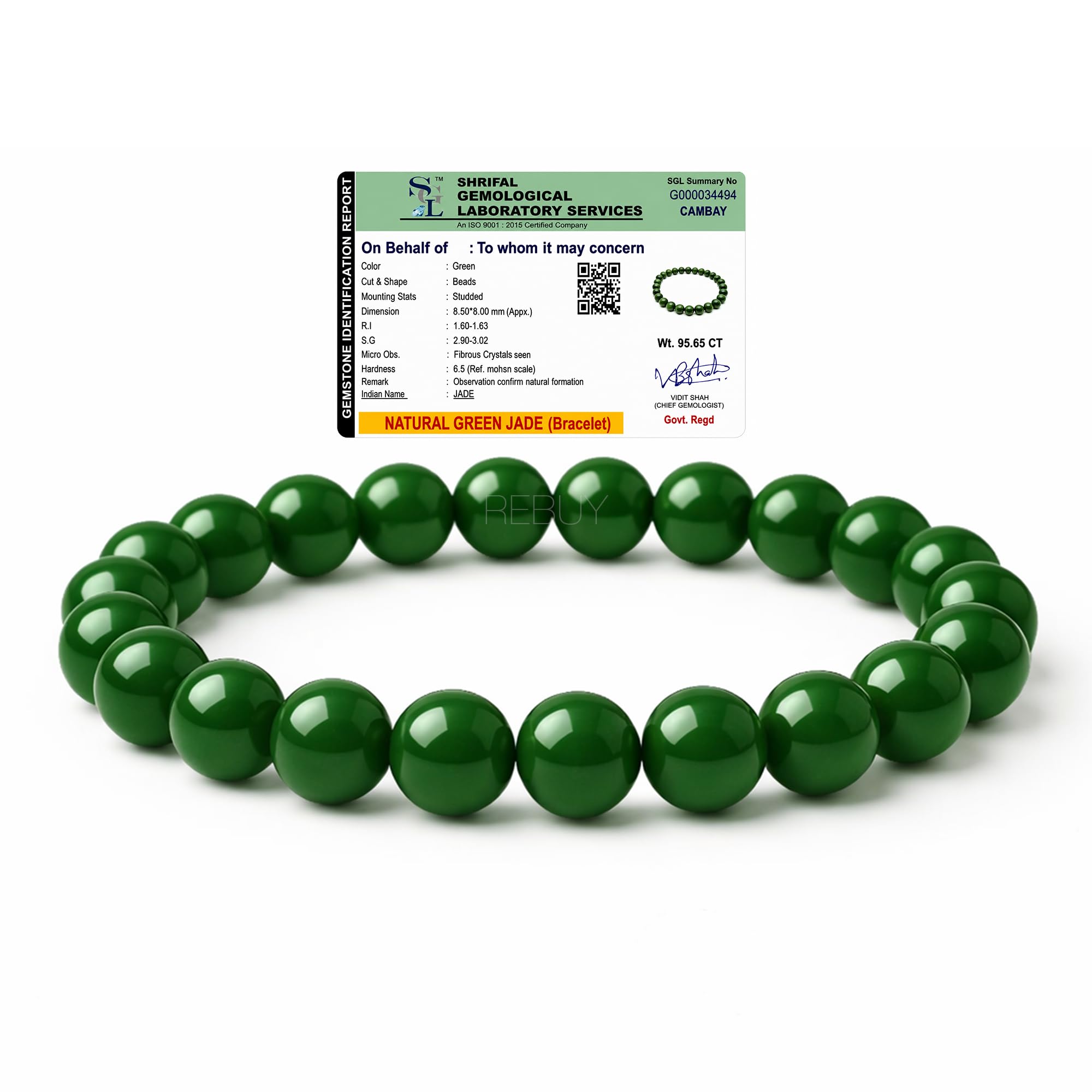 Buy REBUY Green Jade Stone Bracelet Natural Crystal Reiki Healing