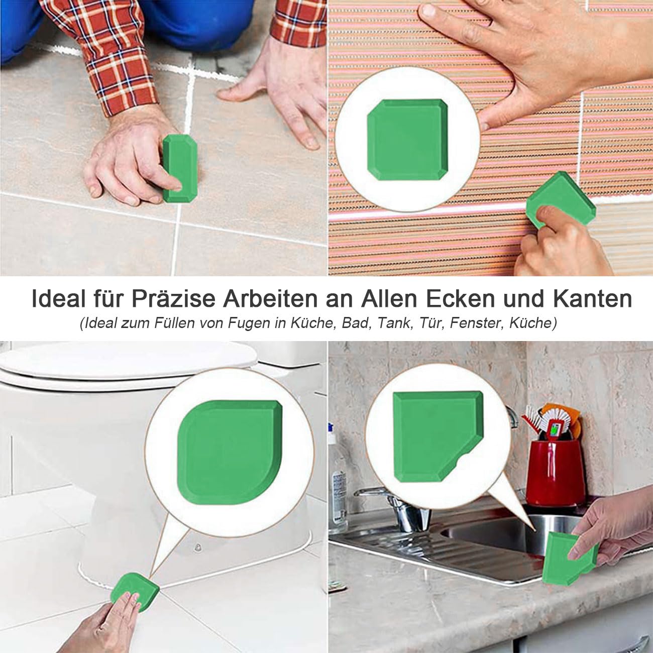 Set di 5 Pezzi di Spatole in Silicone Spatola per Giunti Professionale per Silicone per Cucina Bagno Legno Vetro (Verde)