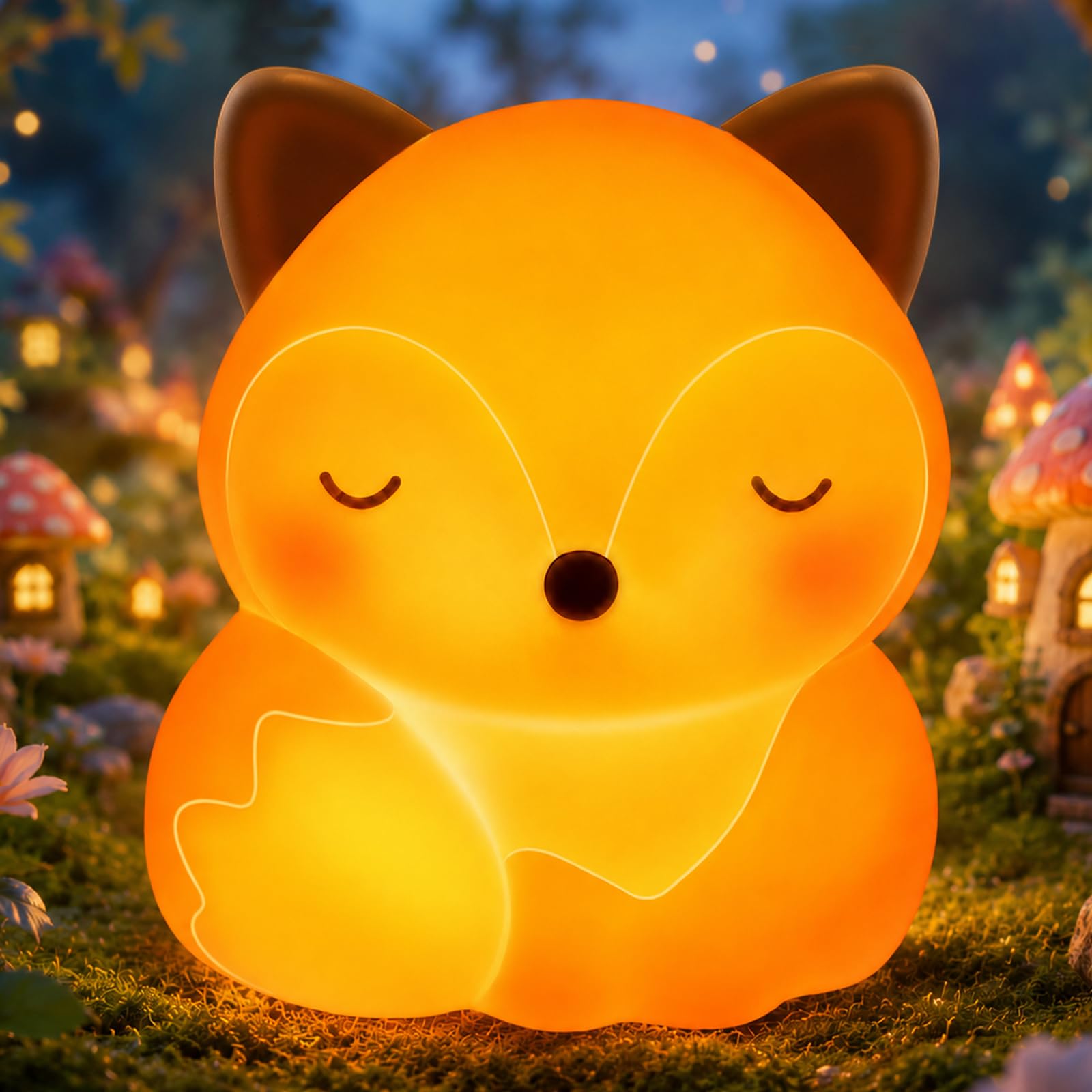 JVURICE Nachtlicht Kinder Fuchs Silikon Baby Stilllicht Dimmbar Touch