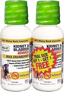 Premium Easy to Dose Liquid for All Dogs with Cranberry & D-Mannose: Comprehensive Dog Formula for Kidney & Bladder Support