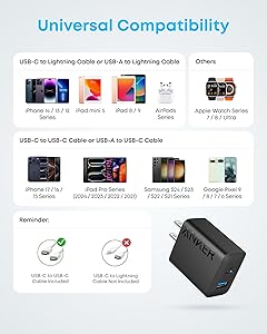 Anker iPhone 17/16 Charger, 2-Pack 20W Fast USB C Charger Block, for iPhone 16/16 Pro Max/15 Series/iPad Pro and More (Black, 2 Pack & 2 Cable)