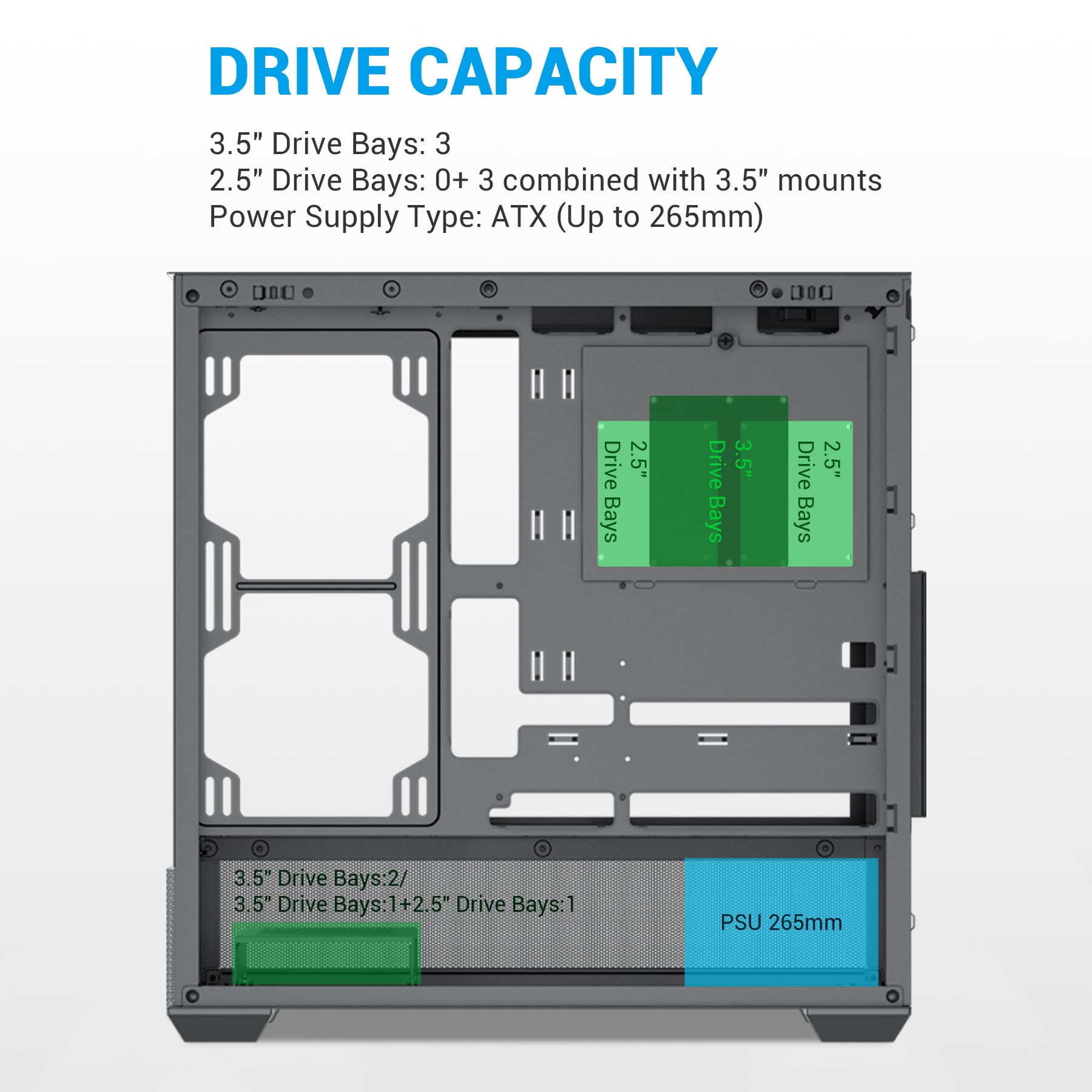 SAMA V40 Torre Media ATX – 6 Ventiladores ARGB PWM de 120mm Preinstalados, Paneles Dobles de Vidrio Templado,Diseño de Doble Cámara, USB 3.1 Tipo-C, 7 Ranuras, Compatible con GPUs ATX/MATX/ITX, Negro
