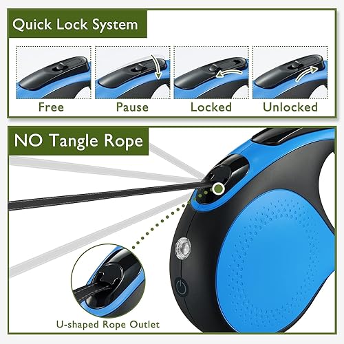 Miniatura 9 de LMVVC Correa retráctil para perro correa duradera de 16 pies para perros o gatos de raza grande con dispensador extraíble y bolsas de excrementos