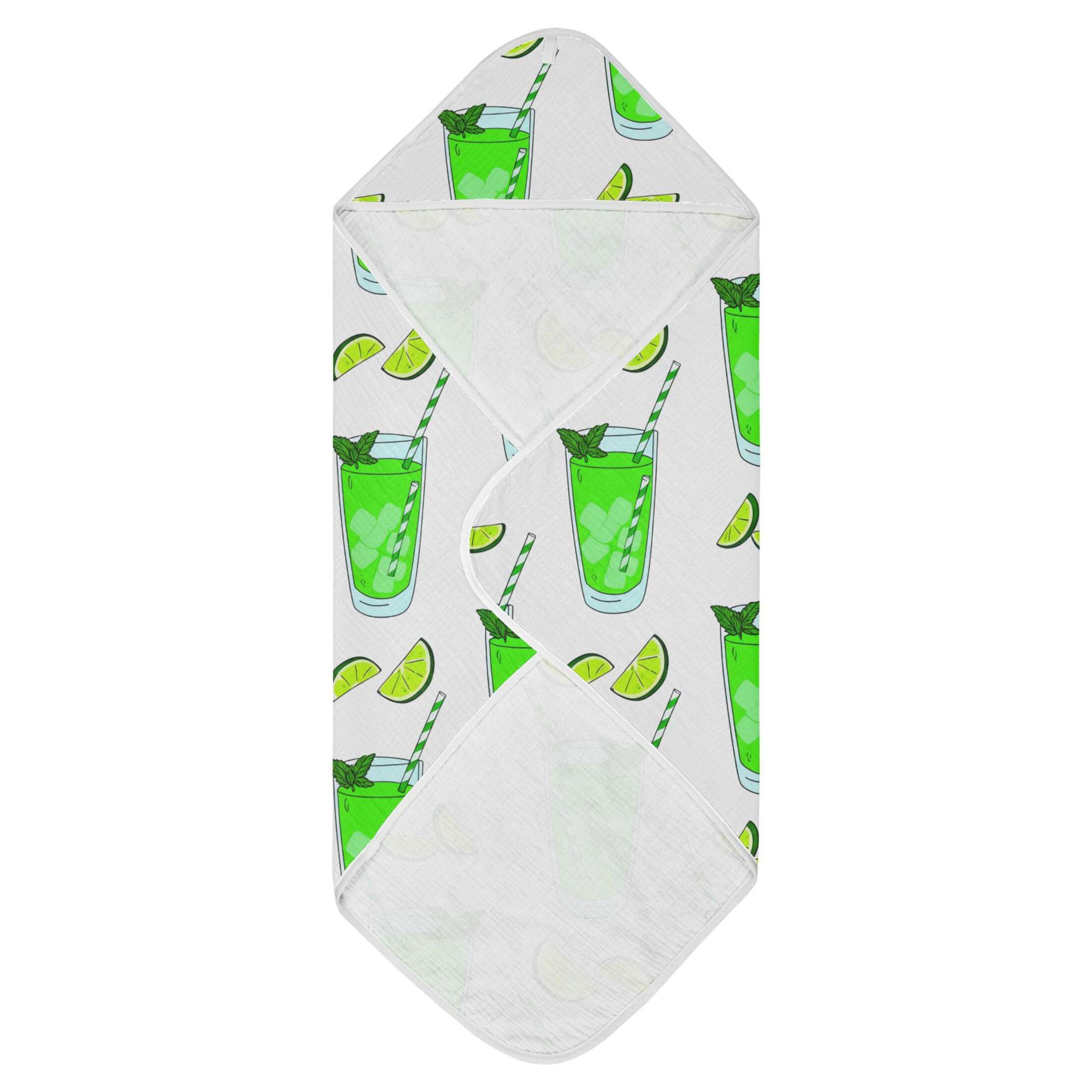 Kigai Baby Hooded Towel Absorbent Baby Bath Shower Towel with Hood for Newborn Boys Girls Babies Infant Toddler (Green Drinks 30 x 30 in)