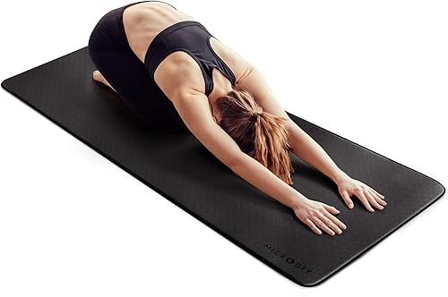 MICRODRY Alfombrilla de yoga de lujo para el hogar y el gimnasio, extra gruesa para entrenamiento de alto impacto, superficie antideslizante