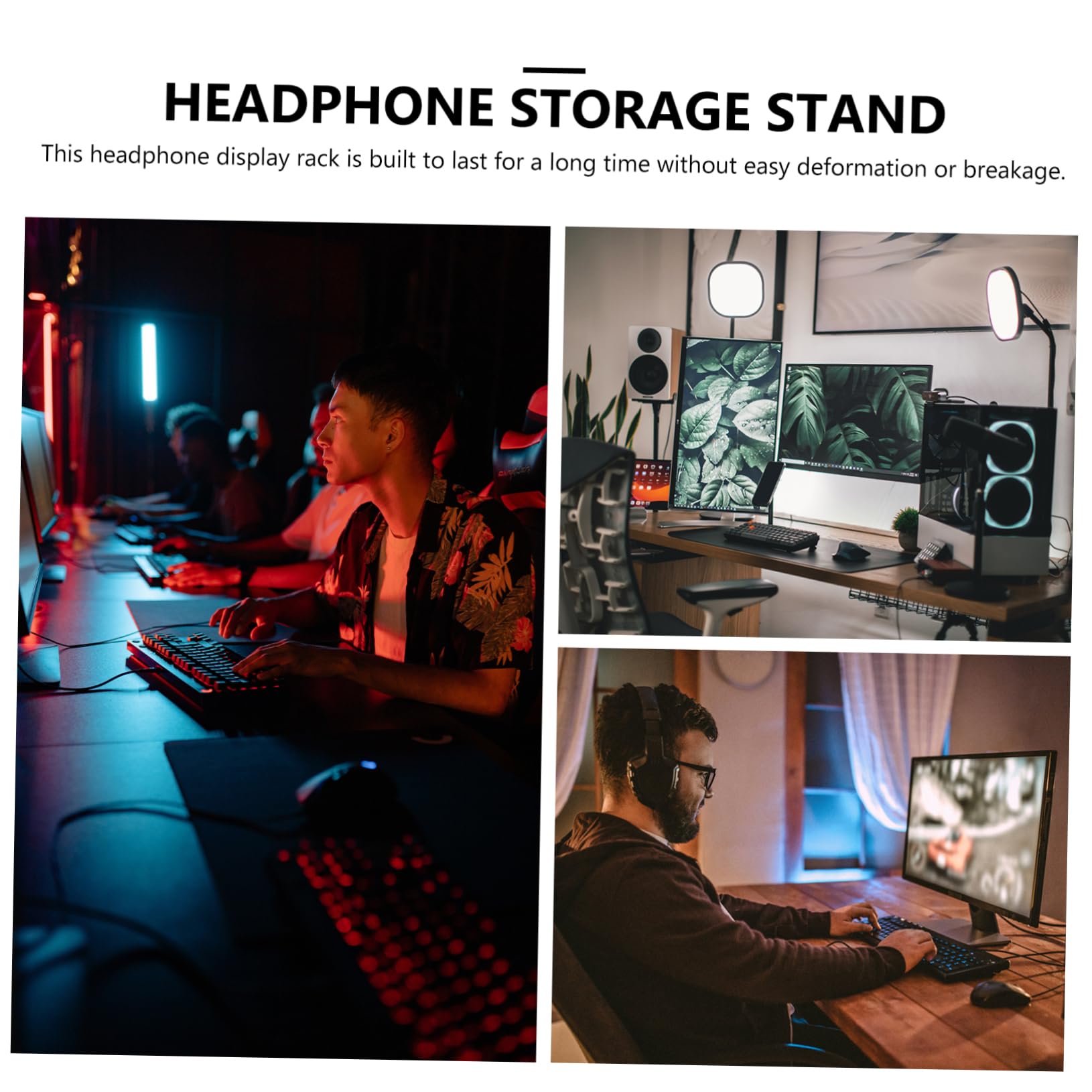 SHINEOFI 4 Piezas soporte para auriculares soporte de auriculares colgador de auriculares Gancho para auriculares soporte de escritorio para auriculares Acrílico Black
