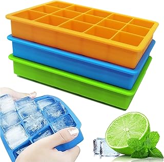 Ice Cube Tray, 3 Pack Silicone Ice Tray Easy-Release Flexible 15 Ice Cube Molds, Stackable Ice Trays for Freezer, Ice Cube Size 1.2 IN for Cocktail, Whiskey, Juice, Baby Food, BPA Free