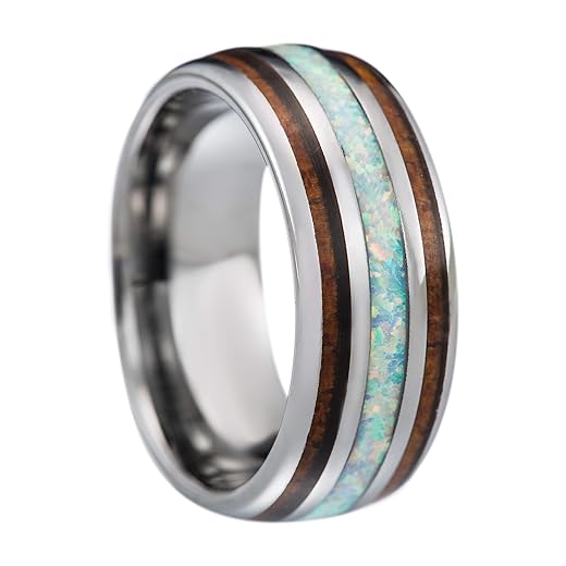 Tungsten Carbide Opal Wedding Band