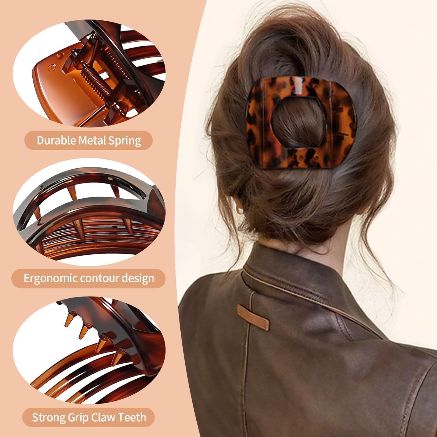 6 Pack Large Flat Hair Clips for Women Girls, French Strong Hold French Claw Clips Hair Barrettes for Thin Hair - Image 3