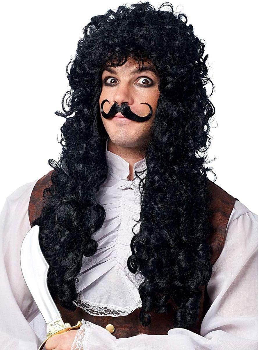 Franco American Novelty Company Captain Hook Wig and Mustache Costume Accessory Set, White, One Size