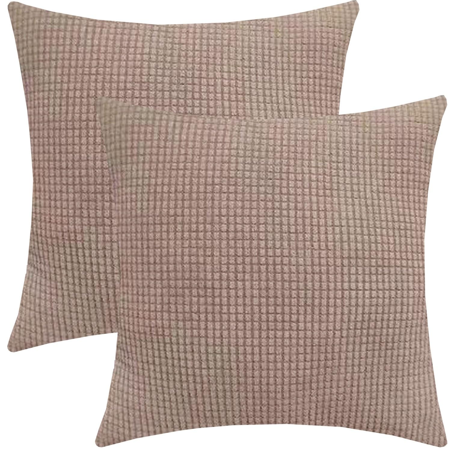 ELYSYSRL Cushion Covers Pack of 2 Large Decorative Square Throw Pillow Case Green/Brown/Grey/Blue for Sofa Living Room Couch,Rectangle Pillowcase Covers with Invisible Zipper(Khaki,50x50cm(Set of 2))