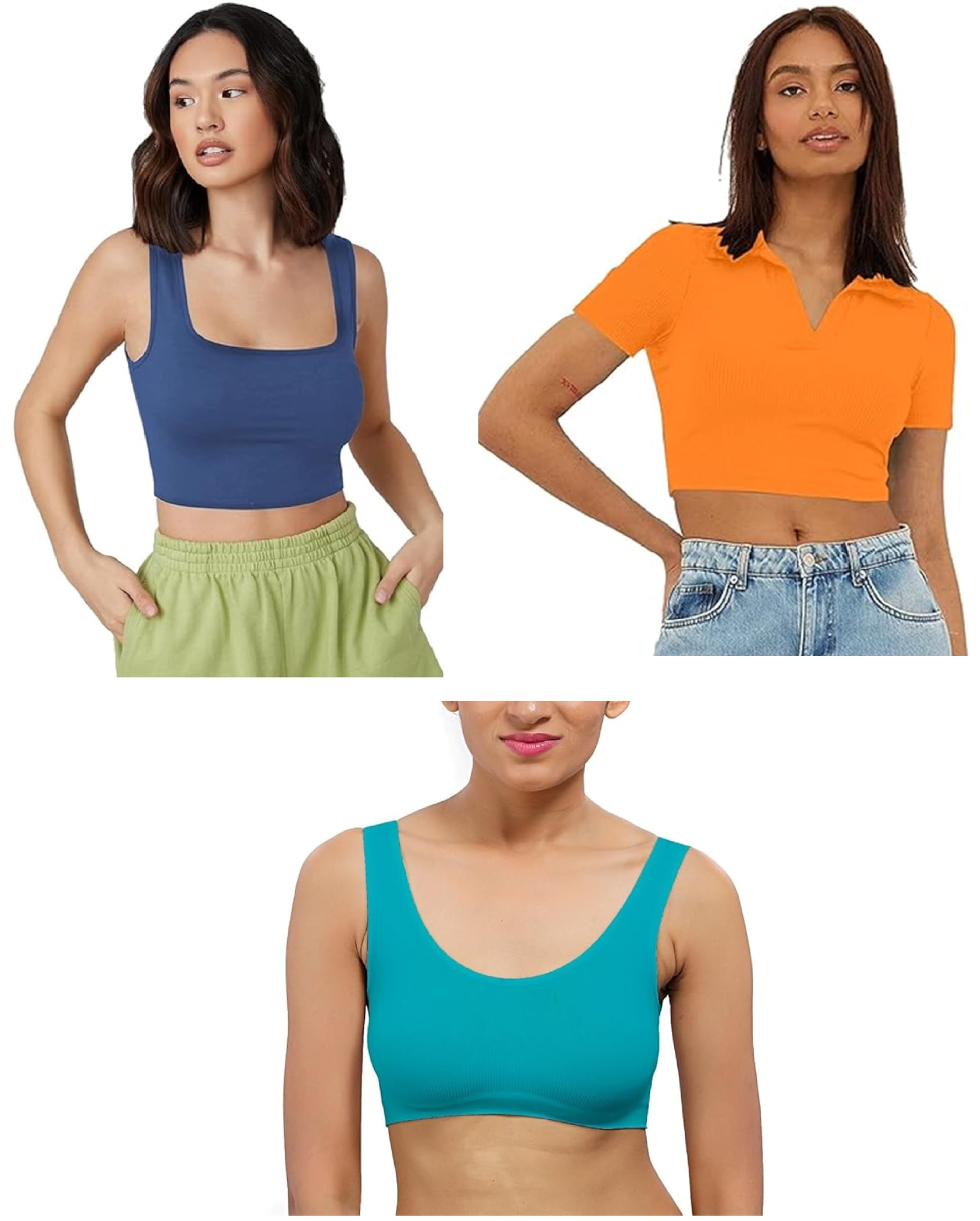 goldiamond Cotton Solid | Regular/Relax | Short | Strachable| Party/Casual/Office Wear| Fashionable|Trendy Tank Top, T Shirt Top & Yoga Bra wearable with Jeans and Shorts for Girls & Women (Pack of 3)-picture-36