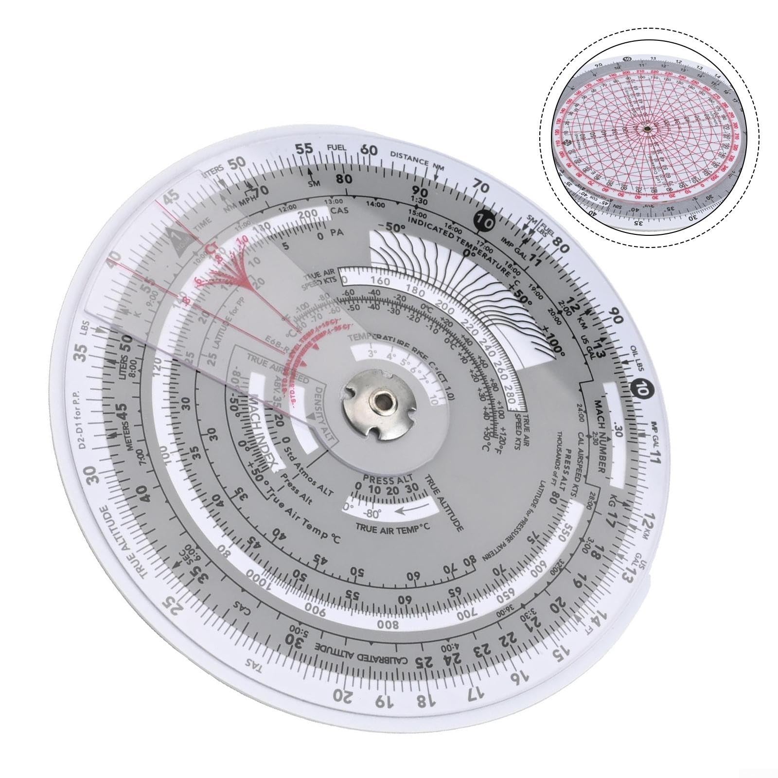 Computer di volo E6B-R Plotter aeronautico in plastica da 15,2 cm con calcolo laterale del vento per allenamento di volo, compatibile con funzioni di scorrimento E6-B (E6B-R2)