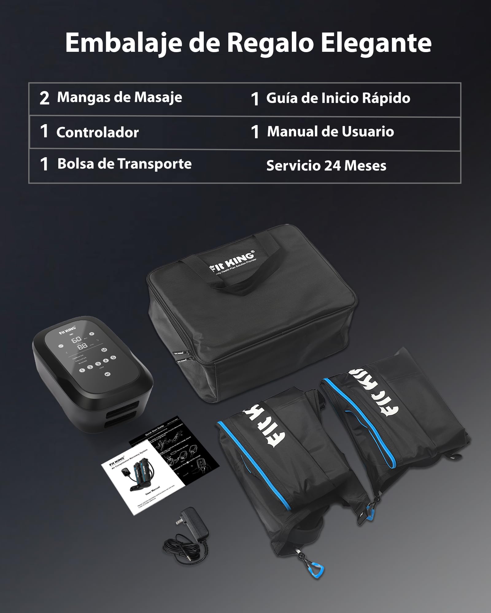 FIT KING Botas de Presoterapia para Piernas Recargables Masajeador Inalámbrico con Compresión de 5 Zonas para Alivio del Dolor Muscular, Mejora de la Circulación y Recuperación Rápida (S)