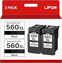 LIFOR PG-560 XL 560XL Black Ink Cartridges High Yield Replacement for Canon 560 Ink Cartridge PG560 XL PG-560XL for Pixma TS5350 TS7451 TS7450 TS5351 TS5350a TS5351 TS5352 (2 Black,2-Pack)