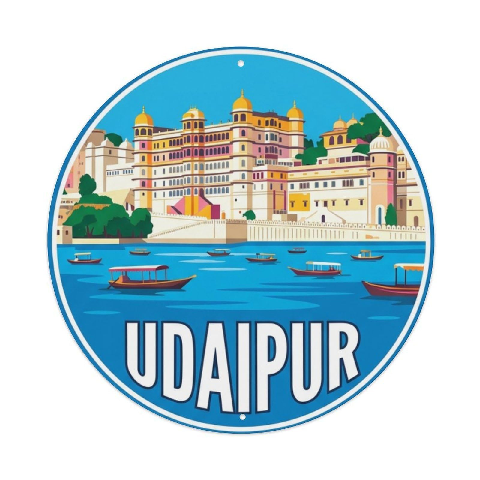 Vintage India Travel Udaipur Vintage Metal Tin Sign Plaque Wall Decor for Cafe, Club Bar, Office, Garden Metal Poster 8x8Inch