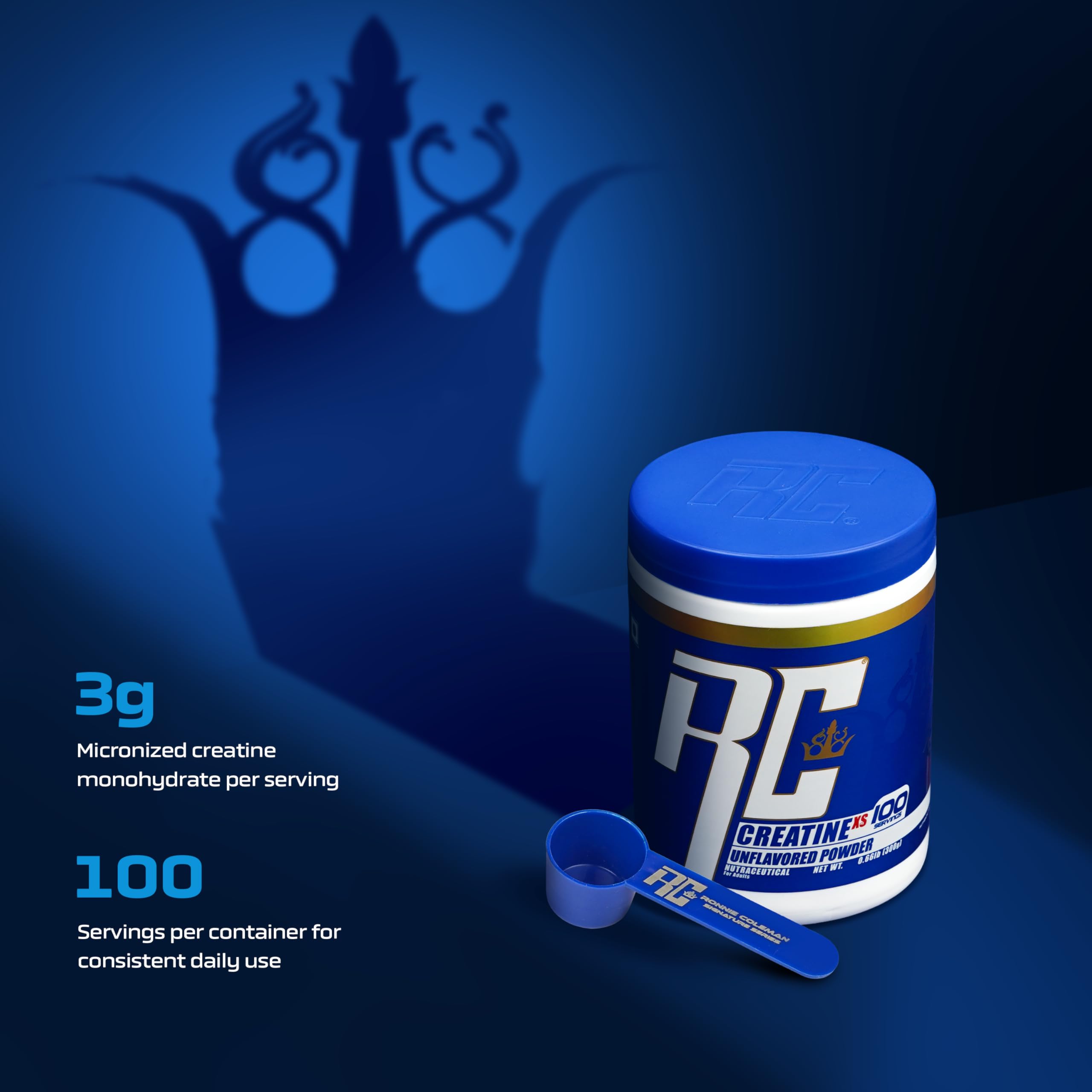 Ronnie Coleman Signature Series Creatine XS, Unflavoured (100 Servings, 300g / 0.66lbs) — Amazon image 3