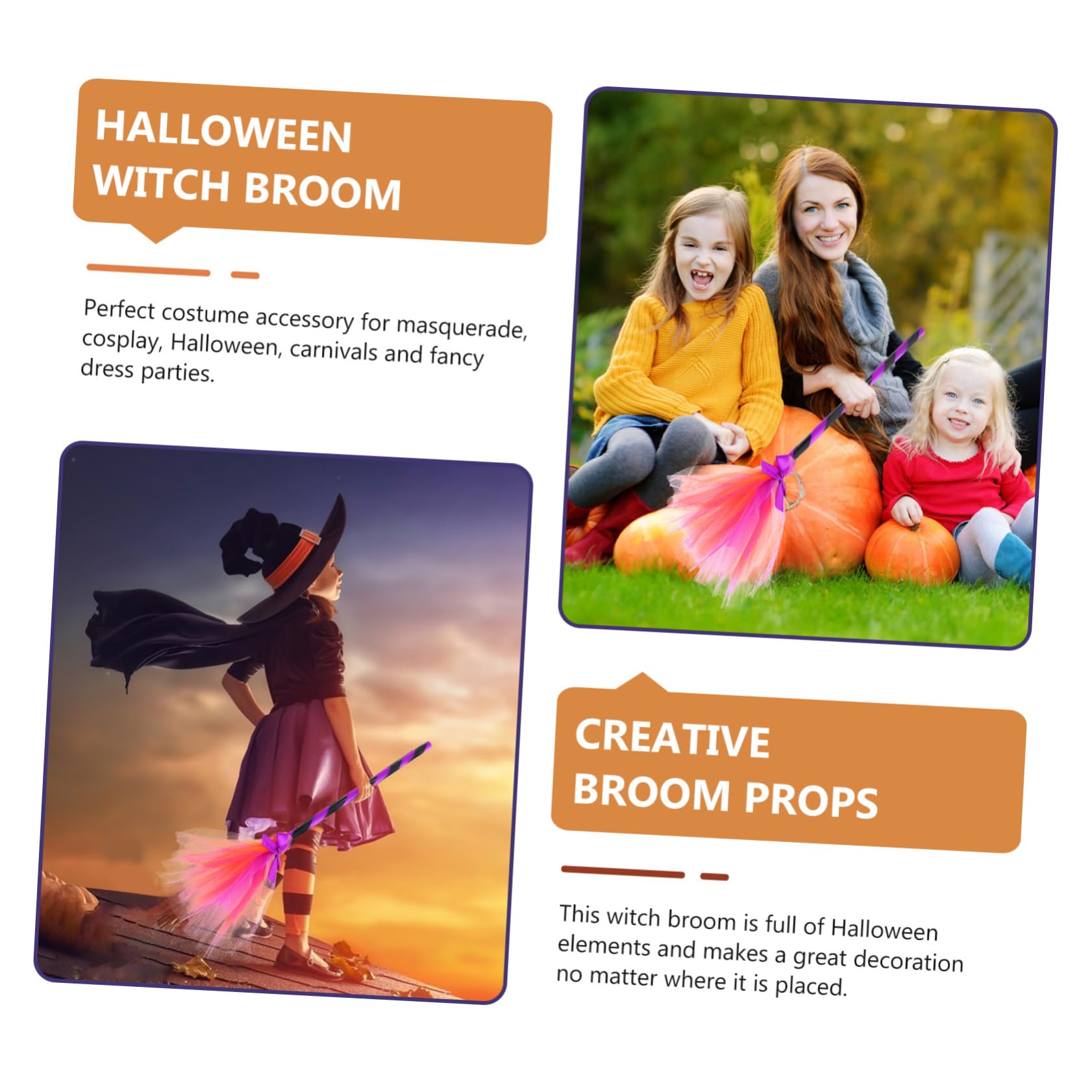 Didiseaon Broom for Costume Decoration Yarn Broom for Role-Play Role-Playing Props