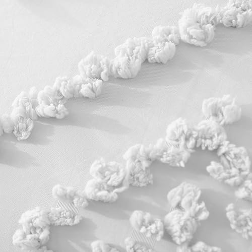 Miniatura 4 de URBONUR Juego de funda de edredón de tamaño matrimonial, color blanco, 3 piezas, funda de edredón geométrica de granja, suave, transpirable y