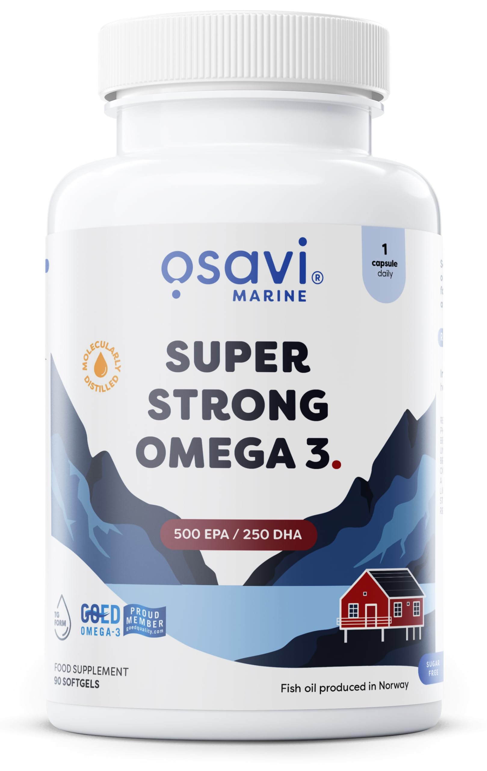 Osavi Super Strong Omega–3 500 EPA / 250 DHA – 90 Softgels | Concentrated Omega–3 from Pelagic Fish | Supports Heart Health, Brain Function, and Vision | Highly Purified with Molecular Distillation