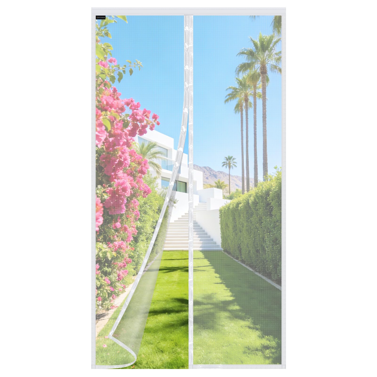 Mycarbon White/Squares Fly Screen Door Keep Insects Out Mosquito Door Screen (, 100 * 230Cm)