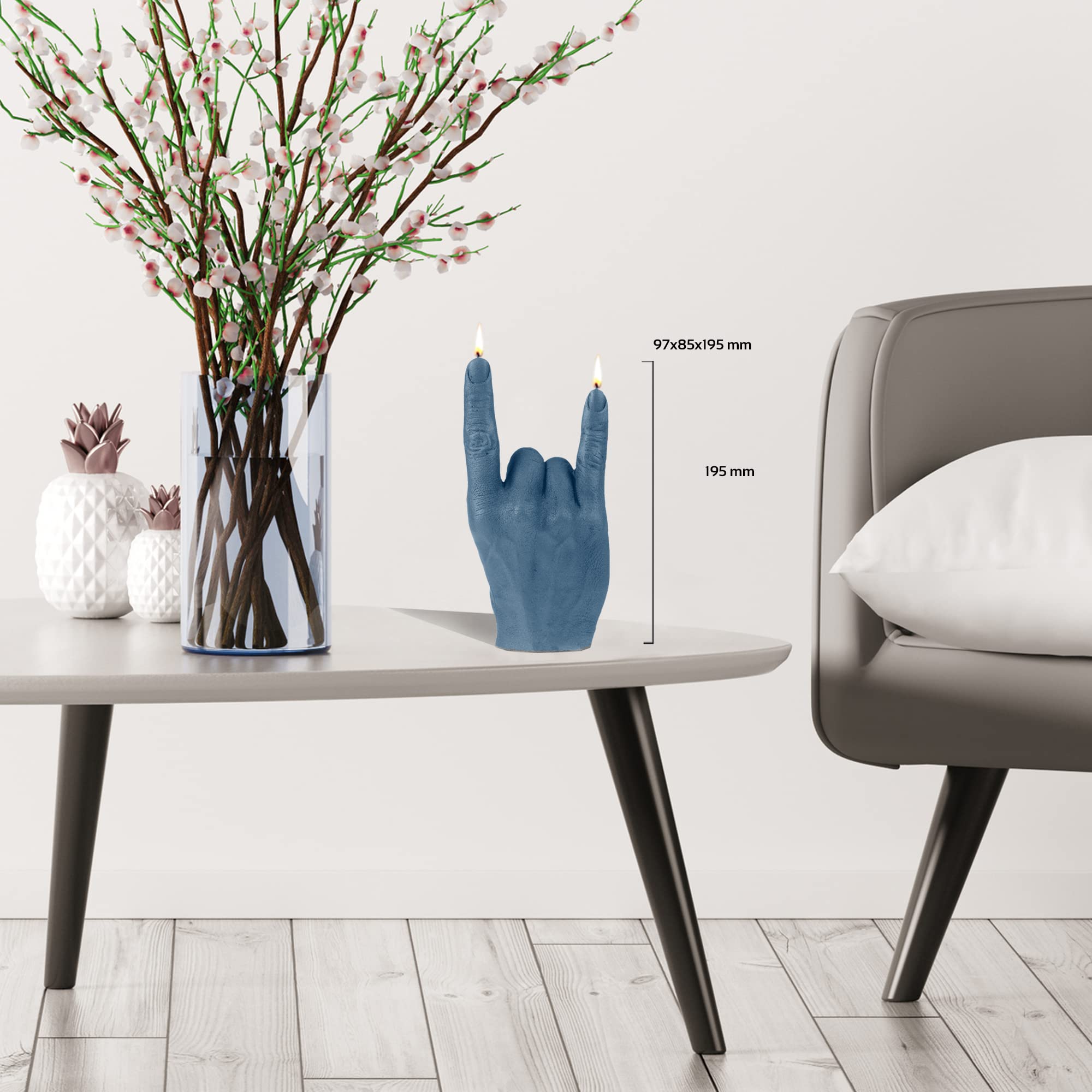 Bougie Décorative Hand RCK Candellana - Forme Main - Végétalienne - Fabriquée à La Main Dans L'UE