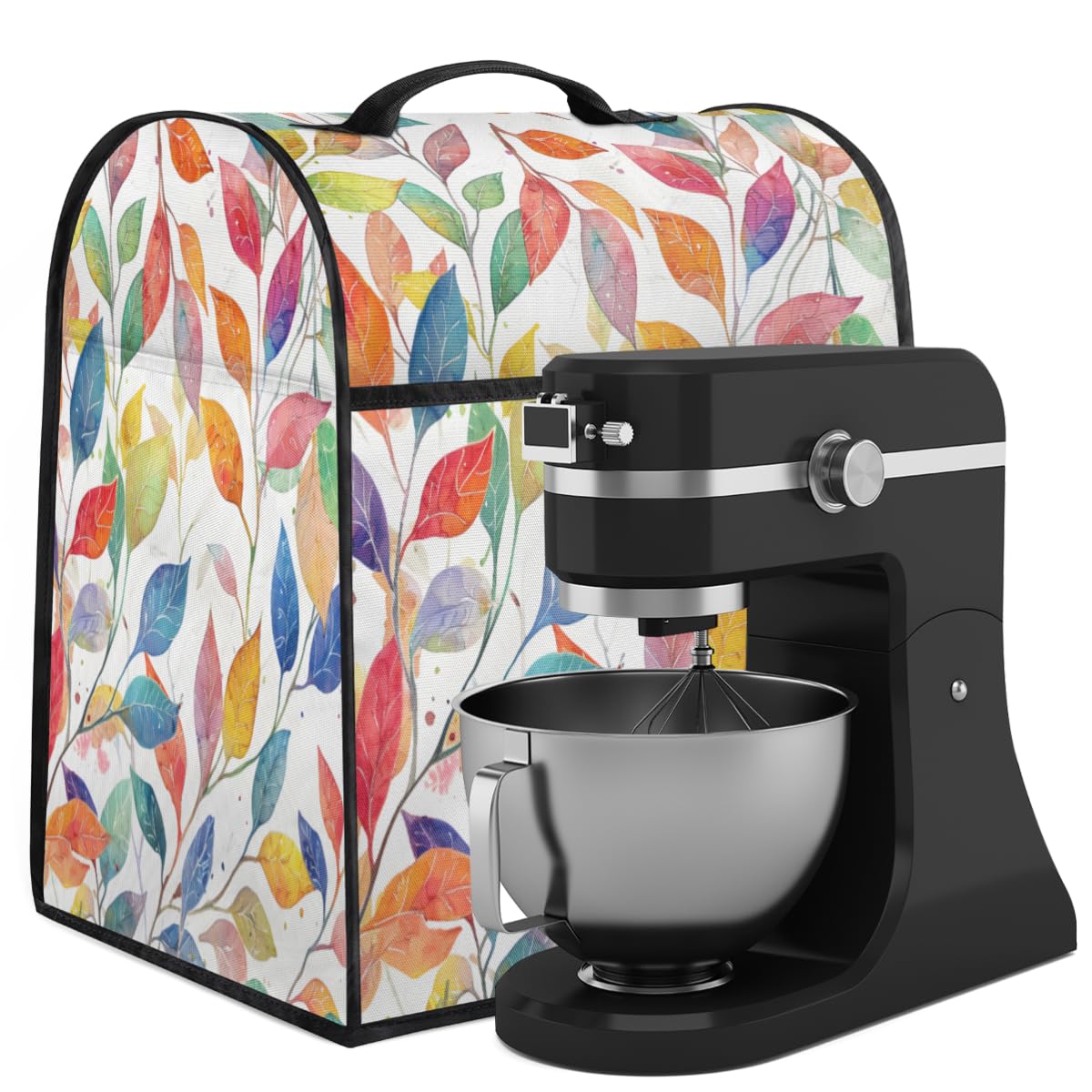 Coffee Maker Cover Colorful Leaves Kitchen Appliance Covers Small Appliance Covers Blender Cover Juicer Cover Dust Covers for Kitchen Appliances with Top Handle and Pockets,Washable,B506