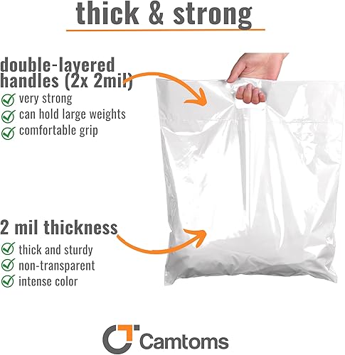 Miniatura 4 de Bolsas de compras de plástico para pequeñas empresas  Bolsas de mercancía extra grandes de 16x18  Bolsas de boutique  Bolsas grandes con asas