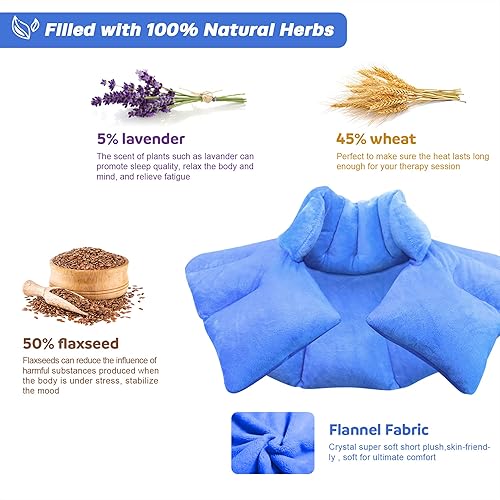 Miniatura 5 de Nalax Calentador de microondas para cuello y hombro con aromaterapia de lavanda, azul (caja abierta)