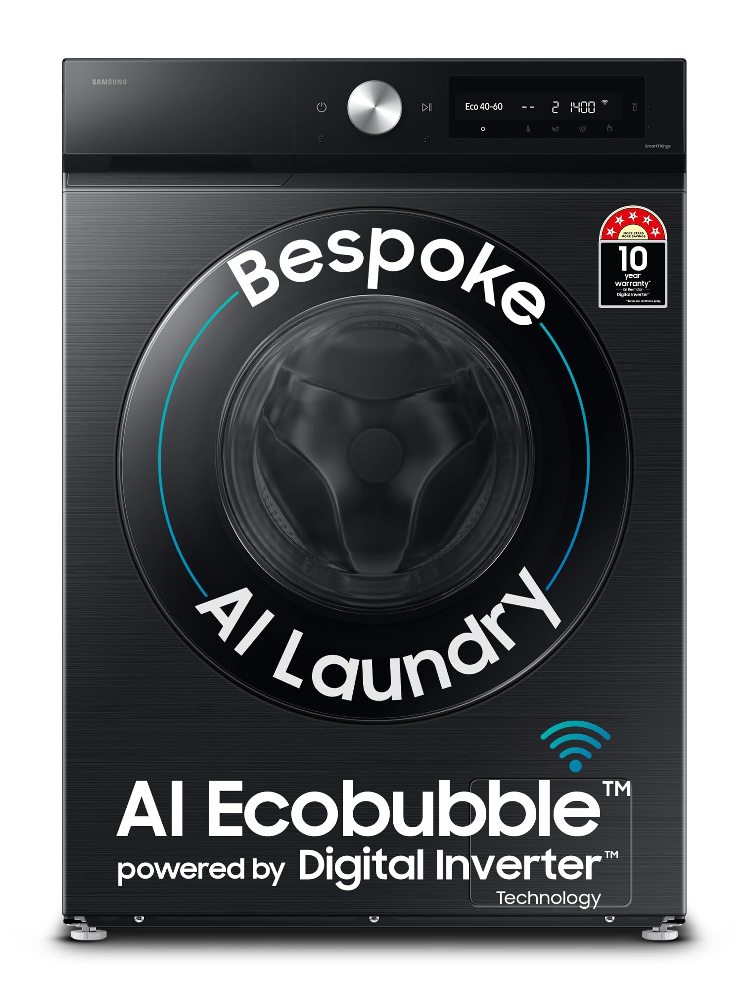 Samsung 12 kg, 5 Star, AI Ecobubble, Super Speed, Wi-Fi, Hygiene Steam with Inbuilt Heater, Digital Inverter, Fully-Automatic Front Load Washing Machi...