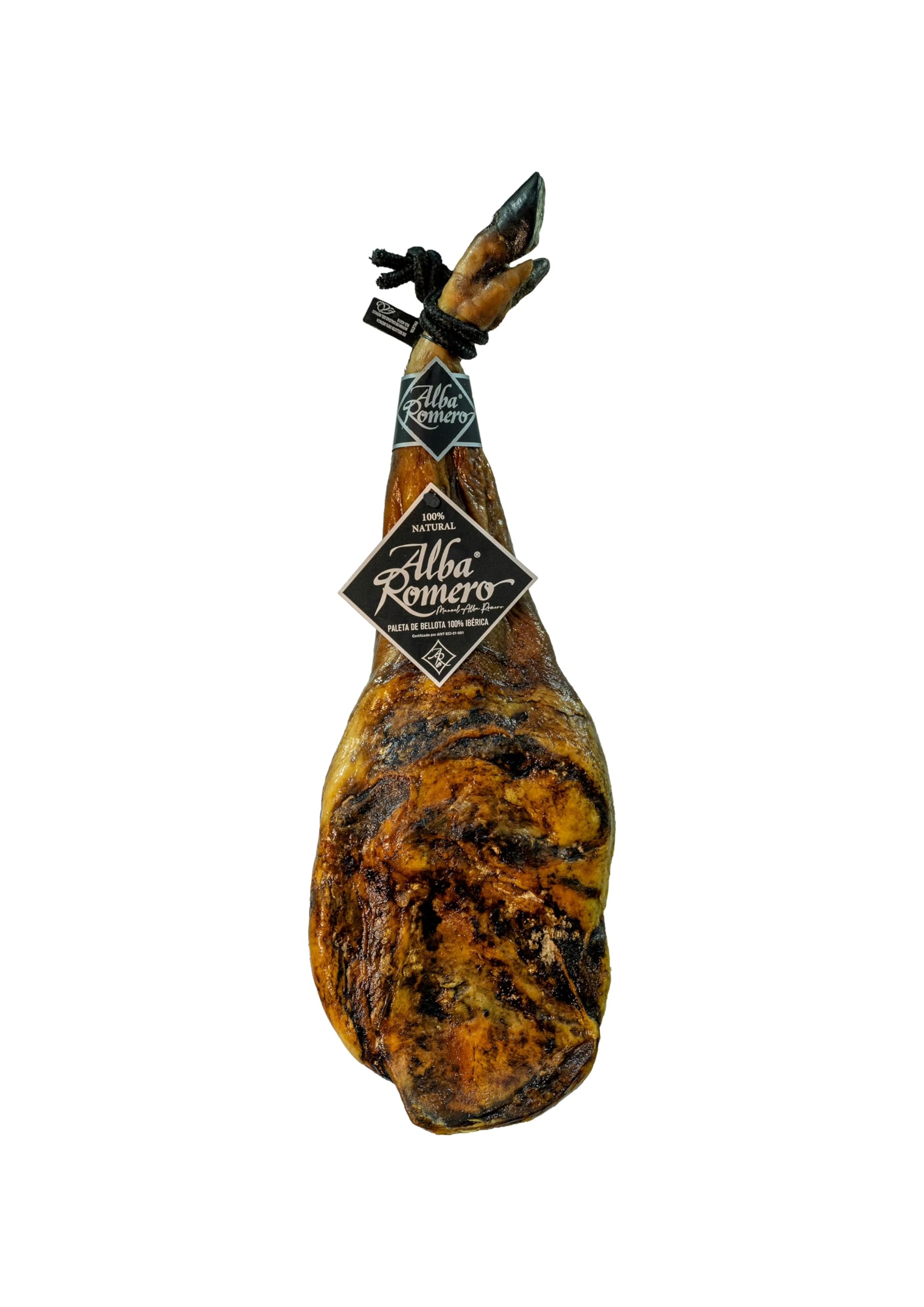Estuche de Paleta de Jamón de Bellota 100% Ibérica loncheada y envasada al vacío de Peso aproximado de 5 KG | Incluye taquitos de jamón | Cortado a mano | ALBA ROMERO |