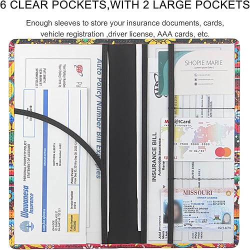 Miniatura 48 de Tarjetero de alta calidad para registro y seguro de automóvil con cierre magnético, organizador de coche para documentos, tarjetas, licencia (negro)