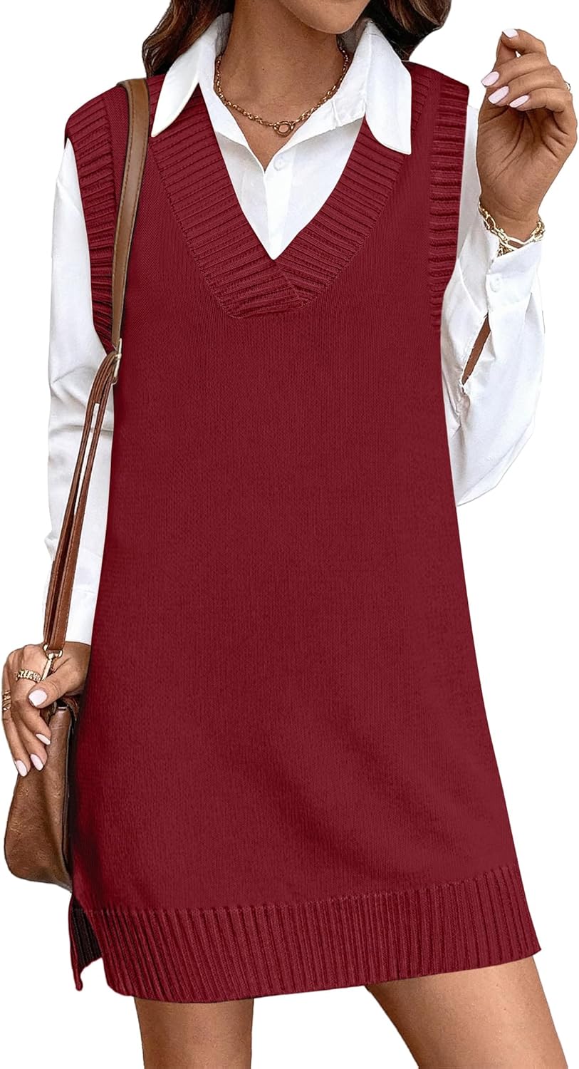 Zeagoo Womens Tank Sweater Dress Sweater Vest Knitted Pullovers Sweaters 2025