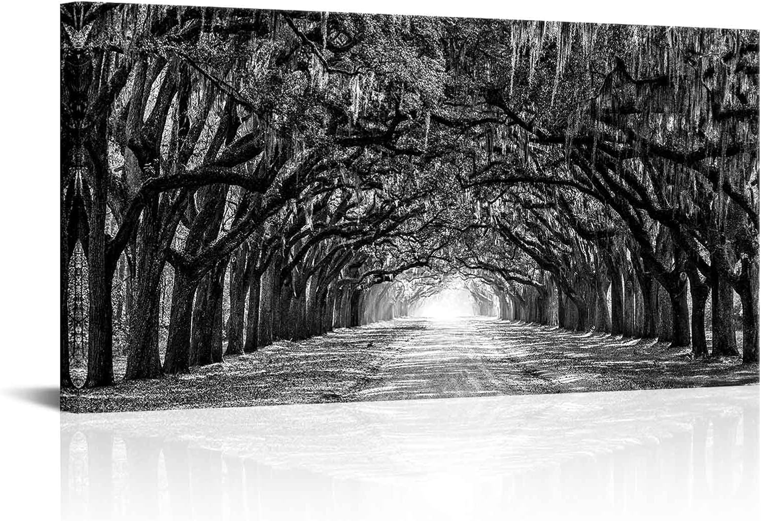 RnnJoile Oak Tree Wall Art Black and White Tree Picture Prints on Canvas Savannah Wall Decor for Living Room Bedroom Framed 24" x 48"